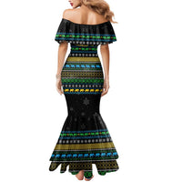 Tanzania Christmas Mermaid Dress with Santa Riding Elephant Snowflakes and Colorful African - Wonder Print Shop