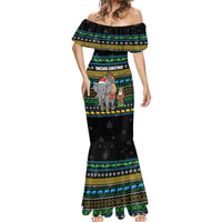 Tanzania Christmas Mermaid Dress with Santa Riding Elephant Snowflakes and Colorful African - Wonder Print Shop