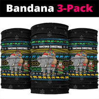 Tanzania Christmas Neck Gaiter with Santa Riding Elephant Snowflakes and Colorful African - Wonder Print Shop