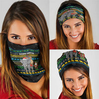 Tanzania Christmas Neck Gaiter with Santa Riding Elephant Snowflakes and Colorful African - Wonder Print Shop