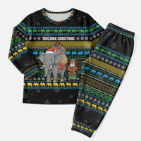 Tanzania Christmas Pajama Set with Santa Riding Elephant Snowflakes and Colorful African - Wonder Print Shop
