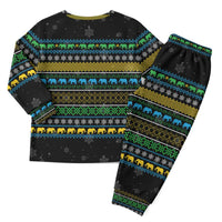 Tanzania Christmas Pajama Set with Santa Riding Elephant Snowflakes and Colorful African - Wonder Print Shop