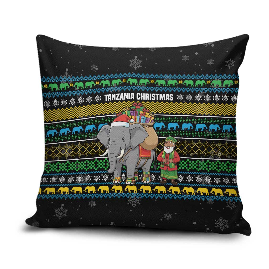 Tanzania Christmas Pillow Cover with Santa Riding Elephant Snowflakes and Colorful African - Wonder Print Shop