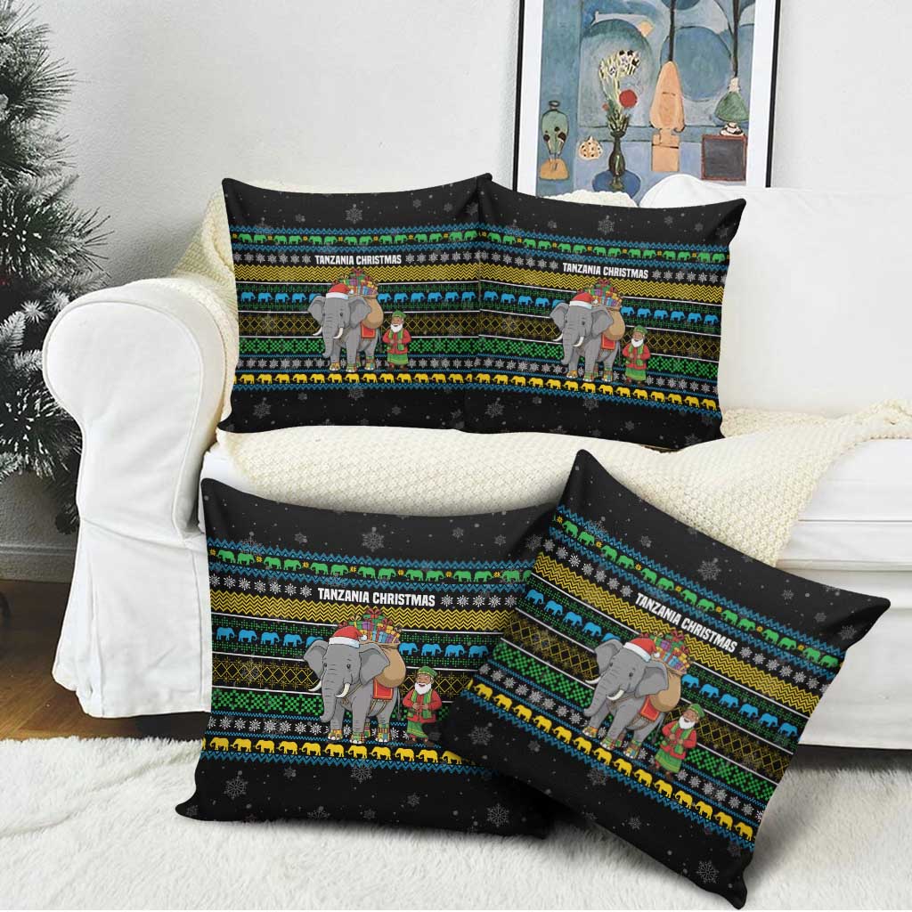 Tanzania Christmas Pillow Cover with Santa Riding Elephant Snowflakes and Colorful African - Wonder Print Shop