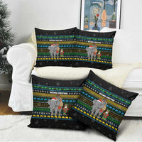 Tanzania Christmas Pillow Cover with Santa Riding Elephant Snowflakes and Colorful African - Wonder Print Shop