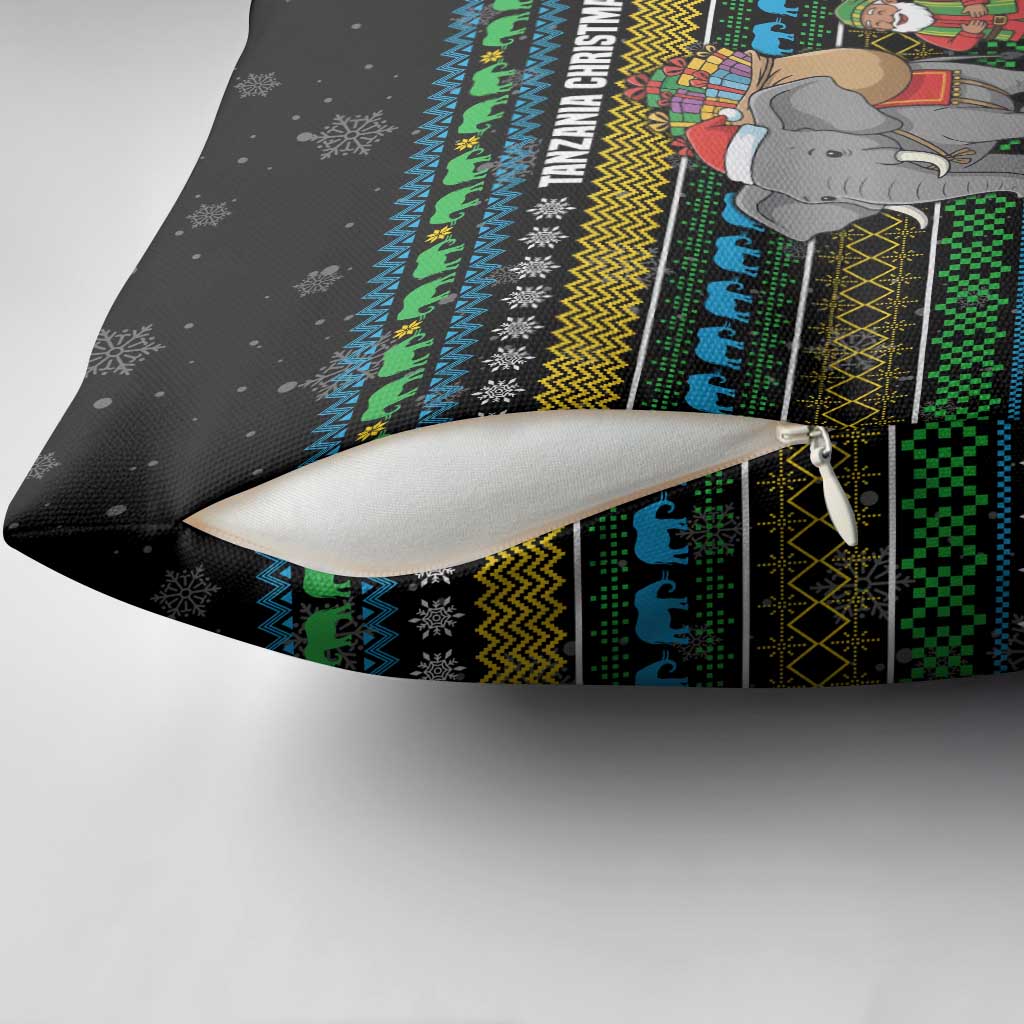 Tanzania Christmas Pillow Cover with Santa Riding Elephant Snowflakes and Colorful African - Wonder Print Shop