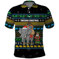 Tanzania Christmas Polo Shirt with Santa Riding Elephant Snowflakes and Colorful African - Wonder Print Shop