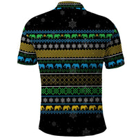 Tanzania Christmas Polo Shirt with Santa Riding Elephant Snowflakes and Colorful African - Wonder Print Shop
