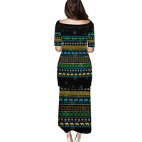 Tanzania Christmas Puletasi with Santa Riding Elephant Snowflakes and Colorful African - Wonder Print Shop