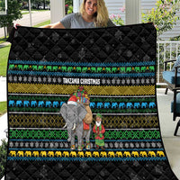 Tanzania Christmas Quilt with Santa Riding Elephant Snowflakes and Colorful African - Wonder Print Shop