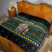 Tanzania Christmas Quilt with Santa Riding Elephant Snowflakes and Colorful African - Wonder Print Shop