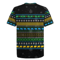Tanzania Christmas Rugby Jersey with Santa Riding Elephant Snowflakes and Colorful African - Wonder Print Shop