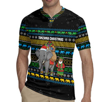 Tanzania Christmas Rugby Jersey with Santa Riding Elephant Snowflakes and Colorful African - Wonder Print Shop