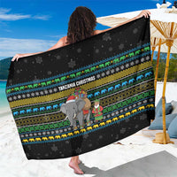 Tanzania Christmas Sarong with Santa Riding Elephant Snowflakes and Colorful African - Wonder Print Shop