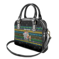 Tanzania Christmas Shoulder Handbag with Santa Riding Elephant Snowflakes and Colorful African - Wonder Print Shop