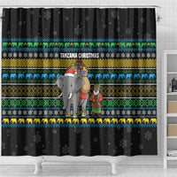 Tanzania Christmas Shower Curtain with Santa Riding Elephant Snowflakes and Colorful African - Wonder Print Shop