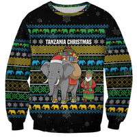 Tanzania Christmas Sweatshirt with Santa Riding Elephant Snowflakes and Colorful African - Wonder Print Shop