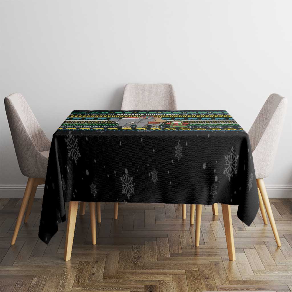 Tanzania Christmas Tablecloth with Santa Riding Elephant Snowflakes and Colorful African - Wonder Print Shop