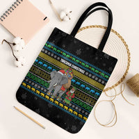 Tanzania Christmas Tote Bag with Santa Riding Elephant Snowflakes and Colorful African - Wonder Print Shop