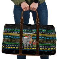 Tanzania Christmas Travel Bag with Santa Riding Elephant Snowflakes and Colorful African - Wonder Print Shop
