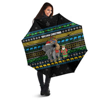 Tanzania Christmas Umbrella with Santa Riding Elephant Snowflakes and Colorful African - Wonder Print Shop