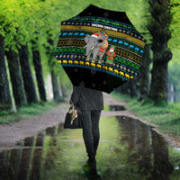 Tanzania Christmas Umbrella with Santa Riding Elephant Snowflakes and Colorful African - Wonder Print Shop