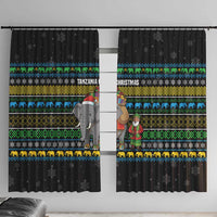 Tanzania Christmas Window Curtain with Santa Riding Elephant Snowflakes and Colorful African - Wonder Print Shop