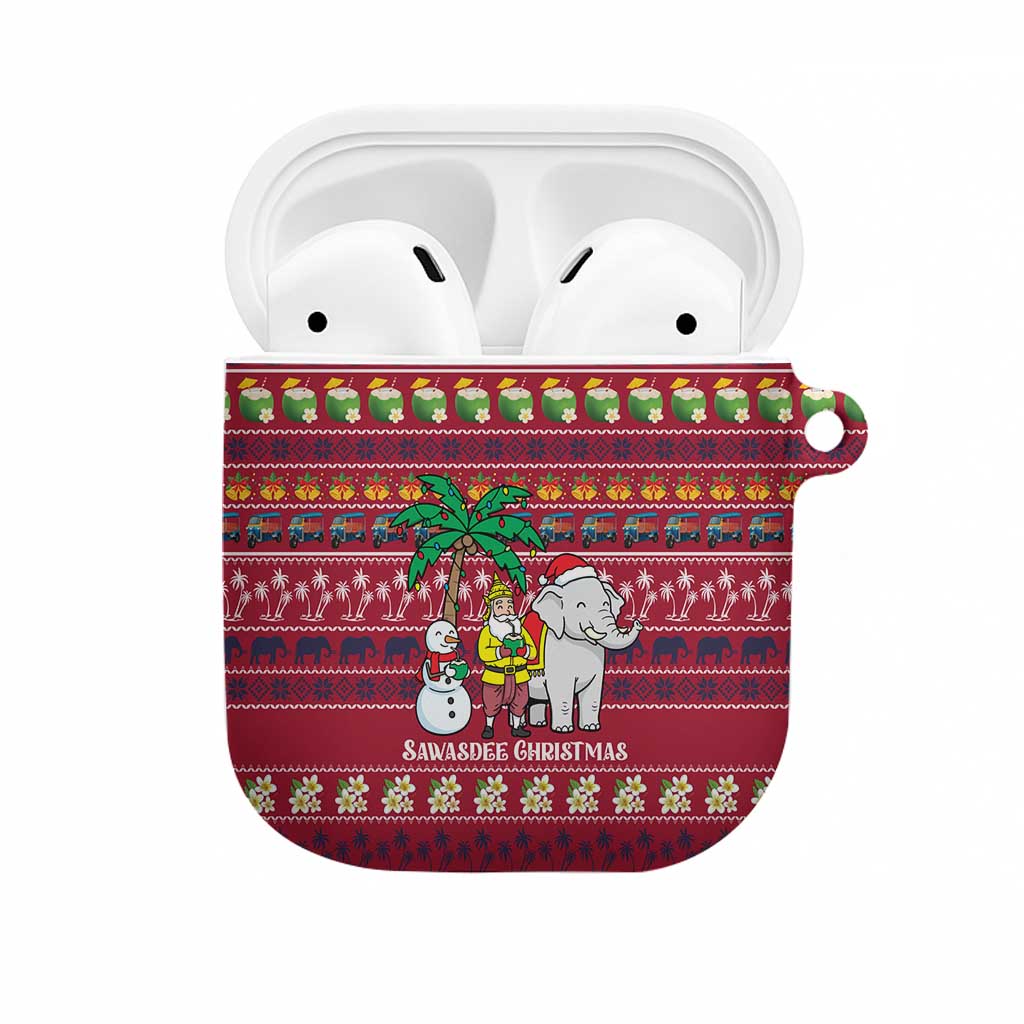 Thailand Christmas AirPods Case with Santa Elephant Snowman Palm Tree and Sawasdee Holiday - Wonder Print Shop