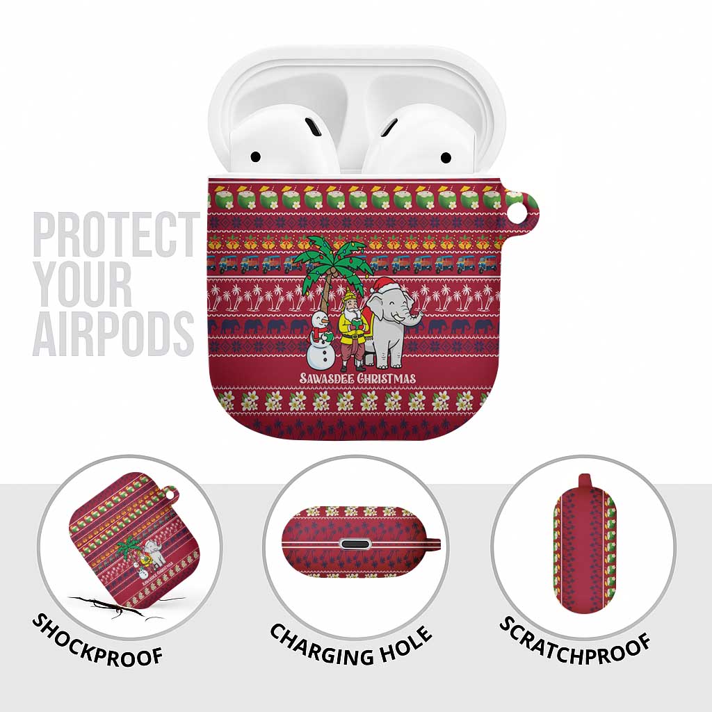 Thailand Christmas AirPods Case with Santa Elephant Snowman Palm Tree and Sawasdee Holiday - Wonder Print Shop