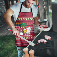 Thailand Christmas Apron with Santa Elephant Snowman Palm Tree and Sawasdee Holiday - undefined