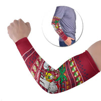 Thailand Christmas Arm Sleeves with Santa Elephant Snowman Palm Tree and Sawasdee Holiday - Wonder Print Shop