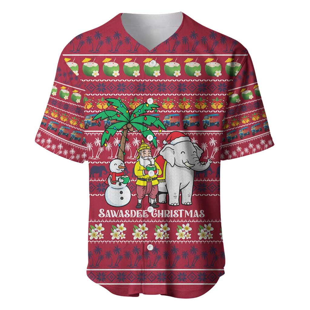 Thailand Christmas Baseball Jersey with Santa Elephant Snowman Palm Tree and Sawasdee Holiday - Wonder Print Shop