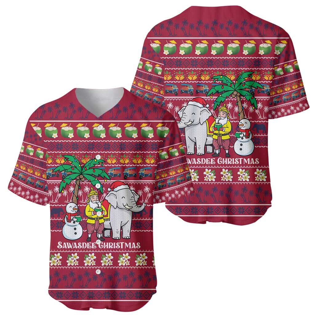 Thailand Christmas Baseball Jersey with Santa Elephant Snowman Palm Tree and Sawasdee Holiday - Wonder Print Shop