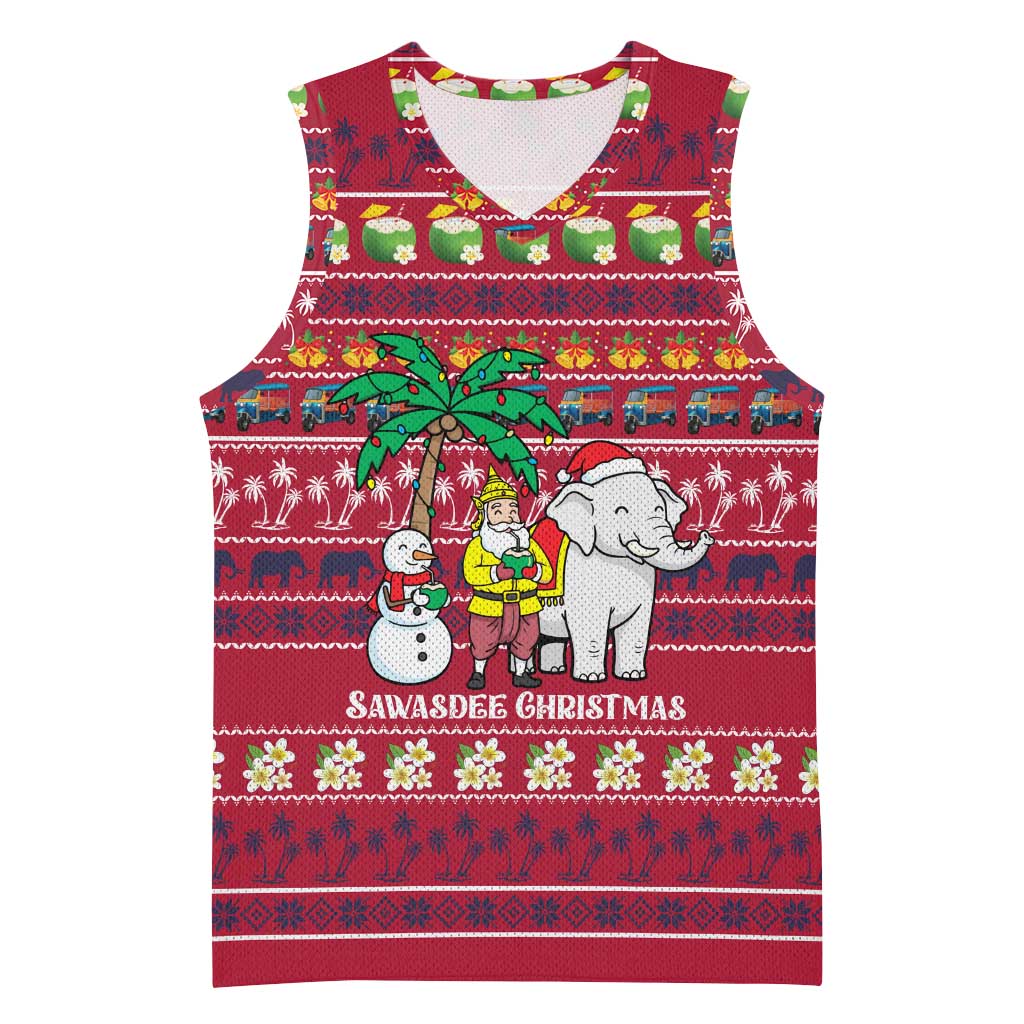 Thailand Christmas Basketball Jersey with Santa Elephant Snowman Palm Tree and Sawasdee Holiday - Wonder Print Shop
