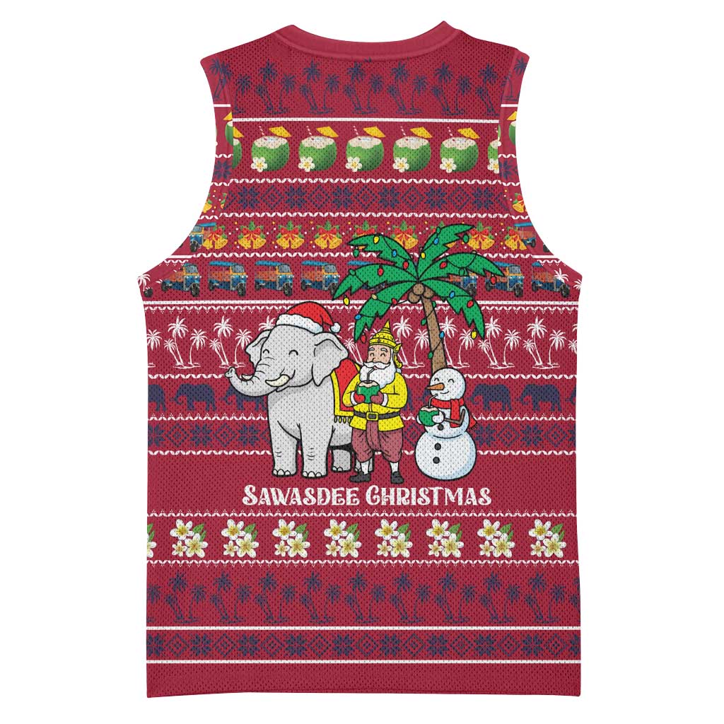 Thailand Christmas Basketball Jersey with Santa Elephant Snowman Palm Tree and Sawasdee Holiday - Wonder Print Shop
