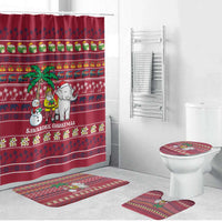 Thailand Christmas Bathroom Set with Santa Elephant Snowman Palm Tree and Sawasdee Holiday - Wonder Print Shop