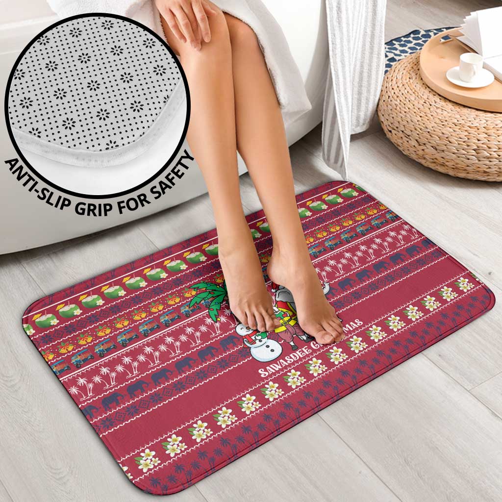 Thailand Christmas Bathroom Set with Santa Elephant Snowman Palm Tree and Sawasdee Holiday - Wonder Print Shop