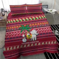 Thailand Christmas Bedding Set with Santa Elephant Snowman Palm Tree and Sawasdee Holiday - Wonder Print Shop