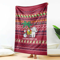 Thailand Christmas Blanket with Santa Elephant Snowman Palm Tree and Sawasdee Holiday - Wonder Print Shop