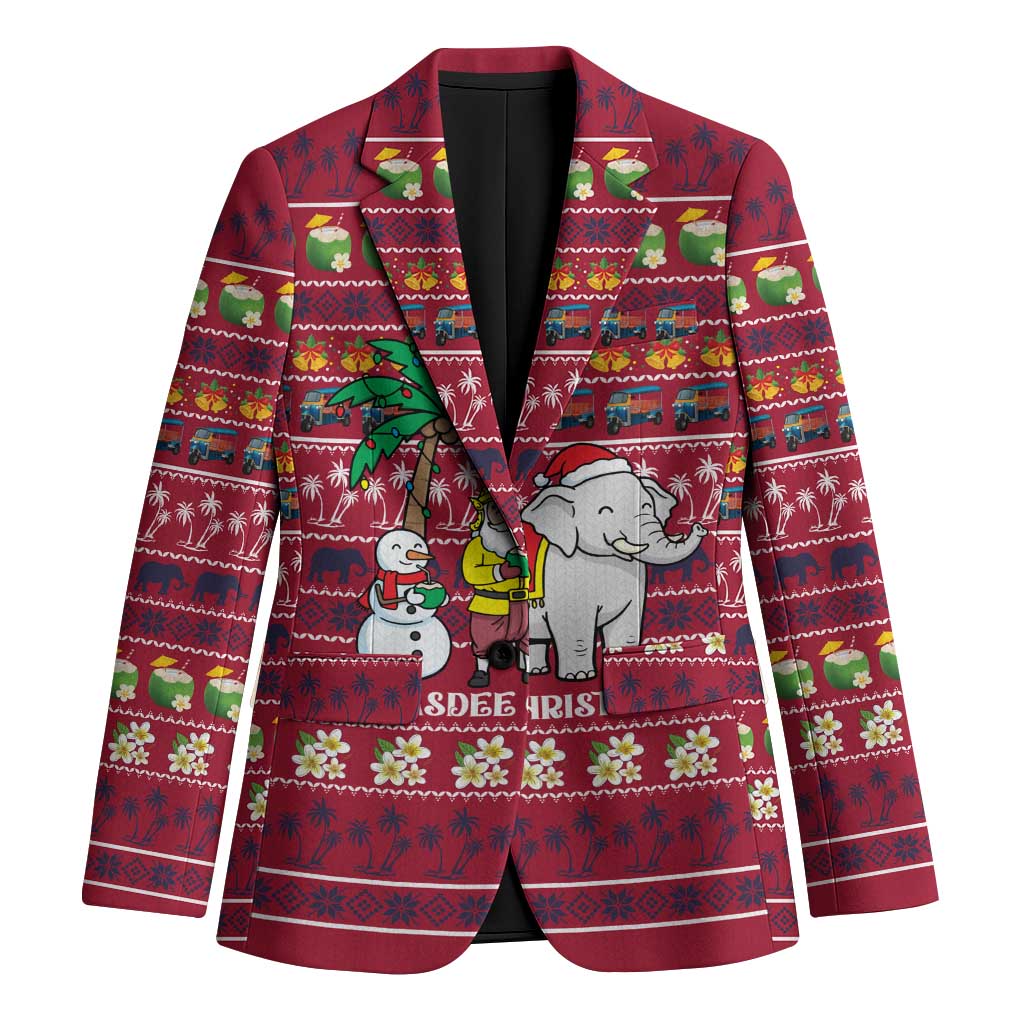 Thailand Christmas Blazer with Santa Elephant Snowman Palm Tree and Sawasdee Holiday - Wonder Print Shop