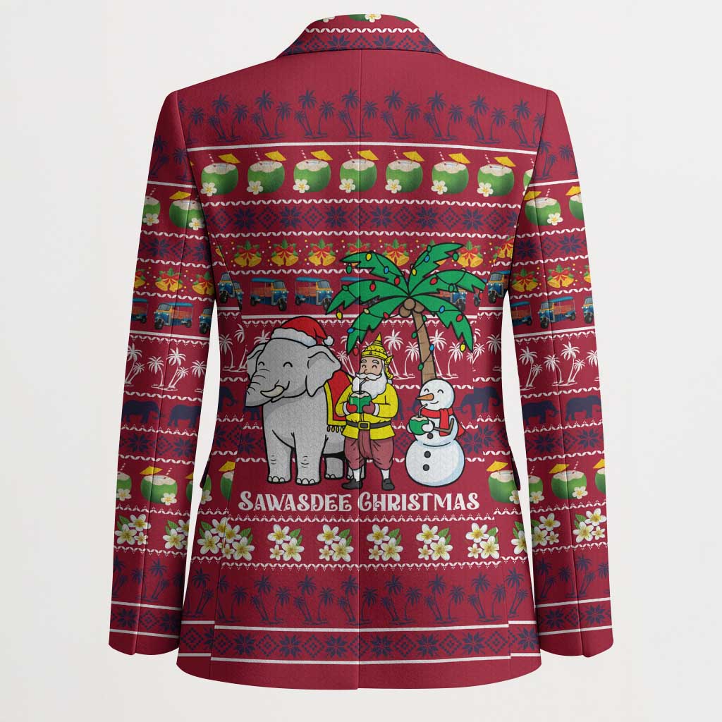 Thailand Christmas Blazer with Santa Elephant Snowman Palm Tree and Sawasdee Holiday - Wonder Print Shop