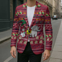 Thailand Christmas Blazer with Santa Elephant Snowman Palm Tree and Sawasdee Holiday - Wonder Print Shop