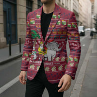 Thailand Christmas Blazer with Santa Elephant Snowman Palm Tree and Sawasdee Holiday - Wonder Print Shop