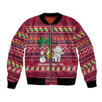 Thailand Christmas Bomber Jacket with Santa Elephant Snowman Palm Tree and Sawasdee Holiday - Wonder Print Shop