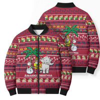 Thailand Christmas Bomber Puffer Jacket with Santa Elephant Snowman Palm Tree and Sawasdee Holiday - Wonder Print Shop