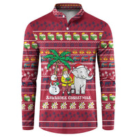 Thailand Christmas Button Sweatshirt with Santa Elephant Snowman Palm Tree and Sawasdee Holiday - Wonder Print Shop