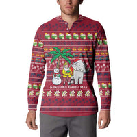 Thailand Christmas Button Sweatshirt with Santa Elephant Snowman Palm Tree and Sawasdee Holiday - Wonder Print Shop