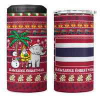 Thailand Christmas 4 in 1 Can Cooler Tumbler with Santa Elephant Snowman Palm Tree and Sawasdee Holiday - Wonder Print Shop