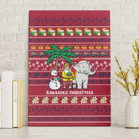 Thailand Christmas Canvas Wall Art with Santa Elephant Snowman Palm Tree and Sawasdee Holiday - Wonder Print Shop