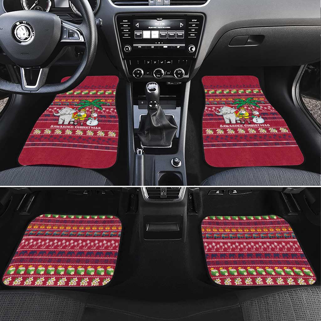 Thailand Christmas Car Mats with Santa Elephant Snowman Palm Tree and Sawasdee Holiday - Wonder Print Shop